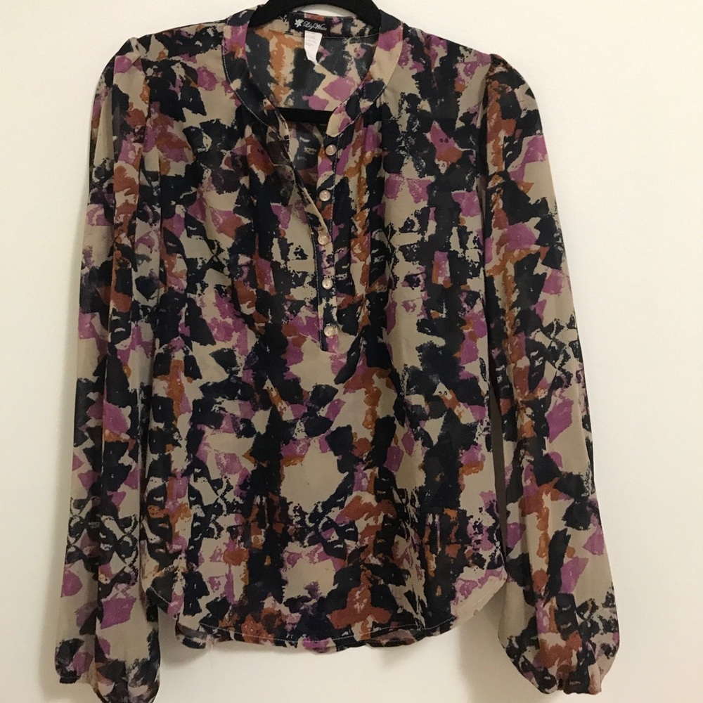 High neck patterned blouse